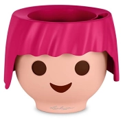 Macetero Lechuza Rosa Rubí en forma de Cabeza de Playmobil