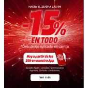 -15% descuento en carrito en App MediaMarkt