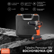 Taladro Percutor 18V Black & Decker con Accesorios y Batería