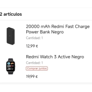 Xiaomi Redmi Watch 3 Active y Powerbank 20000 mAh a buen precio