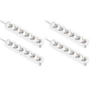 Regletas Schuko 6 Enchufes 1m Pack de 4 Blanco sin Interruptor