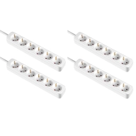 Regletas Schuko 6 Enchufes 1m Pack de 4 Blanco sin Interruptor