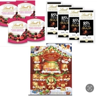 Calendario de adviento Lindt y chocolate negro en packs