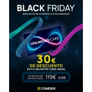 Cinesa anual: 10€ al mes del 25 Nov al 2 Dic