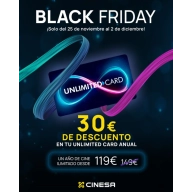 Cinesa anual: 10€ al mes del 25 Nov al 2 Dic