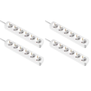 Regleta Schuko 6 Enchufes Pack de 4 Blanco 1m sin Interruptor