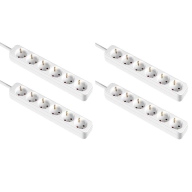 Regleta Schuko 6 Enchufes Pack de 4 Blanco 1m sin Interruptor