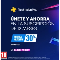 Ahorra hasta un 30% en suscripción de 12 meses de PlayStation Plus