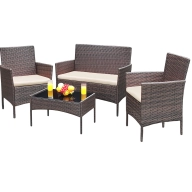 Muebles de jardín de ratán: conjunto de 4 piezas