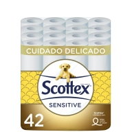 Papel Higiénico Scottex Sensitive 3 capas, 42 rollos