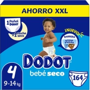 Pañales Dodot T4 Bebé Seco 164 Uds a 0,23€/U.