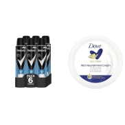 Pack 6 Rexona Hombre + Dove Crema 3 en 1