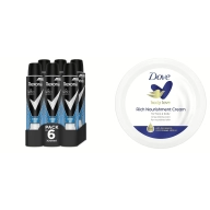 Pack 6 Rexona Hombre + Dove Crema 3 en 1