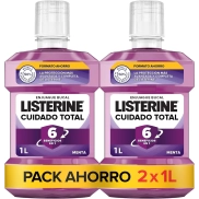 Listerine Cuidado Total, Pack 2x1L, Enjuague Bucal con Flúor