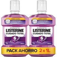 Listerine Cuidado Total, Pack 2x1L, Enjuague Bucal con Flúor