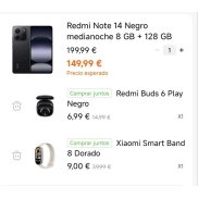 Xiaomi Redmi Note 14, Band 8 y Buds 6 Play por 132€