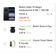 Xiaomi Redmi Note 14, Band 8 y Buds 6 Play por 132€