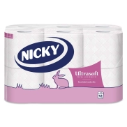 Papel Higiénico Nicky Ultrasoft - 12 Rollos con Aroma a Talco