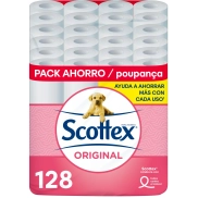 128 Rollos de Scottex Original, 4 Packs de 32 Rollos