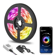 Tira LED RGB 5050 de 15m con control musical y APP