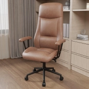 Silla Ergonomica Giratoria de PU Cuero con Respaldo Alto