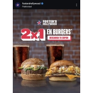 Cenas 2x1 en Fosters Hollywood de domingo a jueves