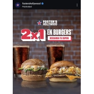 Cenas 2x1 en Fosters Hollywood de domingo a jueves