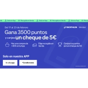 Cheque GRATIS de 5€ al comprar +40€ en Decathlon (APP)