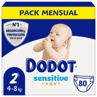 Pañales Sensitive Dodot Talla 2, 80 Unidades (0,22€ Ud.)