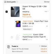 Xiaomi 15 y Pad 7 + Cargador 120W por 150€ adicionales