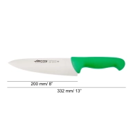 Cuchillo Chef Verde Acero Inox Arcos Serie 2900